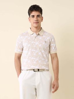 U.S. POLO ASSN. - Men Beige Cotton Half Sleeves Polo T-Shirt