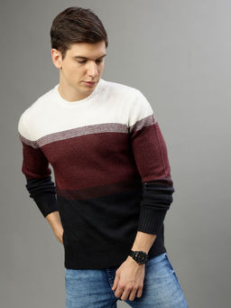 LINDBERGH - Men Colorblocked Round Neck Full Sleeves Sweater