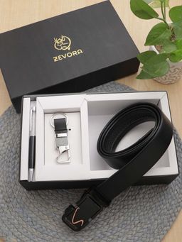 ZEVORA - Black Men Autolock Belt, Keychain and Pen Gift Set