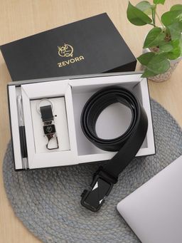 ZEVORA - Black Men Autolock Belt, Keychain and Pen Gift Set