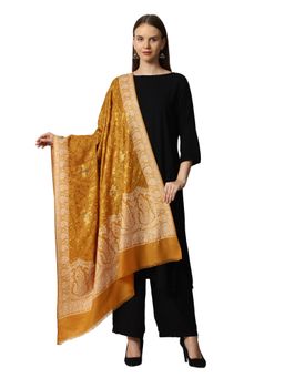 SWI STYLISH - Kashmiri Jammawar Wool Shawl for Women -Mustard