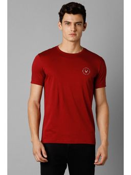 Allen Solly - Men Red Solid Round Neck T-Shirt