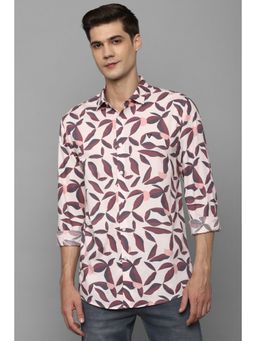 Allen Solly - Men Pink Slim Fit Print Full Sleeves Casual Shirt