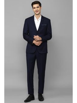 Allen Solly - Men Navy Blue Slim Fit Check Formal Two Piece Suit (Set of 2)