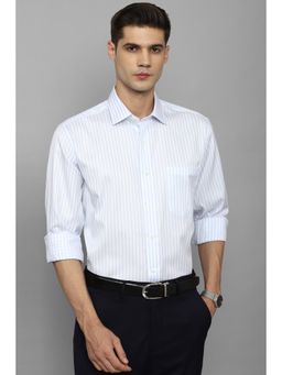 Louis Philippe - Men White Classic Fit Stripe Full Sleeves Formal Shirt