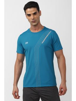 Peter England - Men Blue Print Round Neck Round Neck T-Shirt