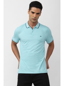 Peter England - Men Light Blue Solid Polo Neck Polo T-Shirt