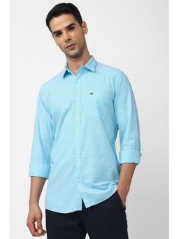 Peter England - Men Turquoise Slim Fit Casual Shirt