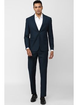 Peter England - Men Navy Blue Solid Slim Fit Formal Two Piece Suit (Set of 2)
