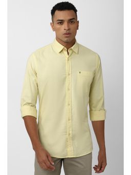 Van Heusen - Men Yellow Slim Fit Solid Full Sleeves Casual Shirt