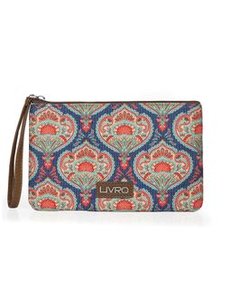 LIVRO - Women Vegan Leather Jute Printed Cosmetic Pouch