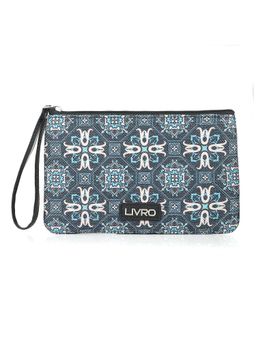 LIVRO - Women Vegan Leather Jute Printed Cosmetic Pouch