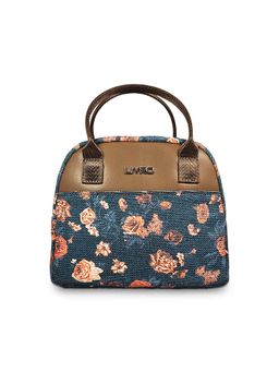 LIVRO - Women Vegan Leather Jute Floral Printed Lunch Bag