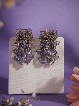 House of D'oro - Shaded Silver Tone Cocktail Stud Earrings