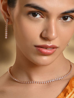 Fida - Wedding Luxurious Rose Gold-Plated American Diamond Jewellery Set for Women