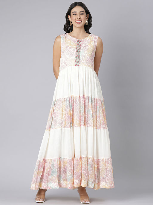 white christmas dresses Baltic Born Womens Katherine Maxi Dress | Cream + Rust Floral main image 0