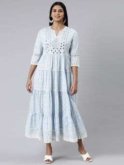 NEERU'S - Floral Printed Empire Cotton Ethnic Dress