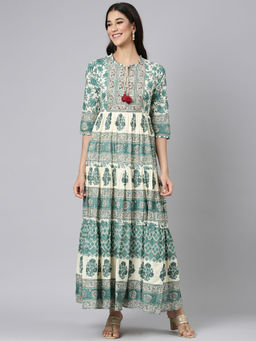 NEERU'S - Green Casual Tribal Maxi Dress