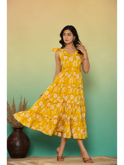 Kasya - Mustard Summer Floral Dress