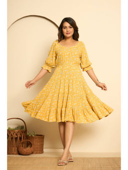 Kasya - Yellow Floral Printed Dress