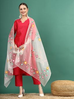 Rama's - Women Red Colour Kurta and Pant with Dupatta (Set of 3)