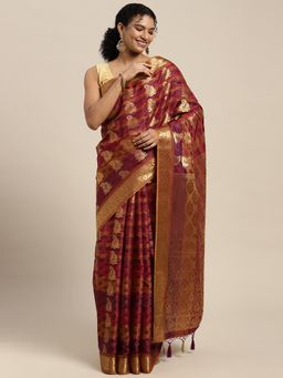 Mimosa - Women's Kanjivaram Art Silk Multi-Color Saree with Unstitched Blouse