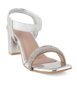 SCENTRA - Silver SPAIN Womens Solid Open Toe Heels