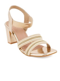 SCENTRA - Womens Braided Heel Sandals Gold