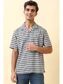 Allen Solly - Grey Stripe Half Sleeves Casual Shirt
