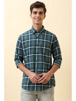 Allen Solly - Green Checks Full Sleeves Casual Shirt
