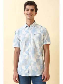 Allen Solly - White Print Half Sleeves Casual Shirt