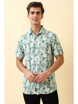 Allen Solly - Green Floral Half Sleeves Casual Shirt