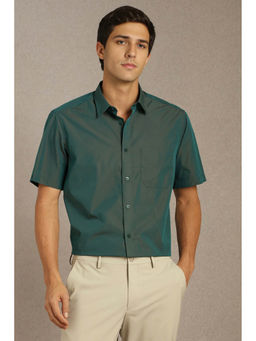 Louis Philippe - Green Solid Half Sleeves Formal Shirt