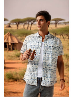 Louis Philippe - White Print Half Sleeves Casual Shirt