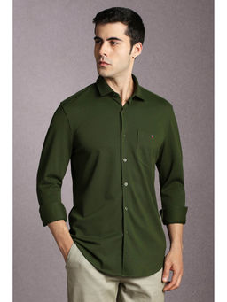 Louis Philippe - Green Textured Full Sleeves Casual Shirt