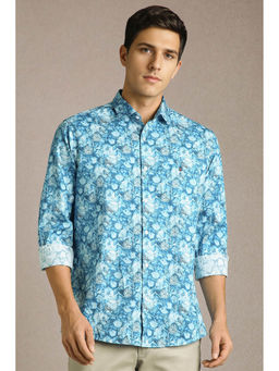 Louis Philippe - Light Blue Print Full Sleeves Casual Shirt