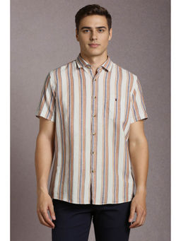 Louis Philippe - White Stripe Half Sleeves Casual Shirt
