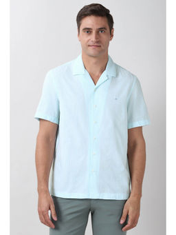 Peter England - Light Blue Stripe Half Sleeves Casual Shirt