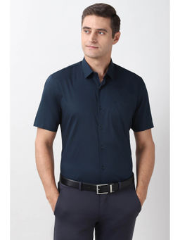 Peter England - Navy Blue Regular Fit Half Sleeves Formal Shirt