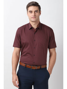 Peter England - Maroon Regular Fit Half Sleeves Formal Shirt