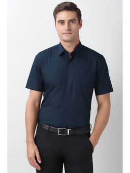 Peter England - Navy Blue Regular Fit Half Sleeves Formal Shirt
