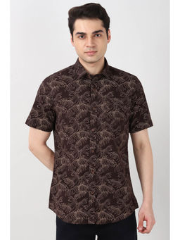 Peter England - Brown Print Half Sleeves Casual Shirt