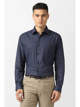 Van Heusen - Navy Blue Solid Full Sleeves Shirt