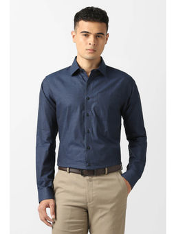 Van Heusen - Blue Solid Full Sleeves Shirt
