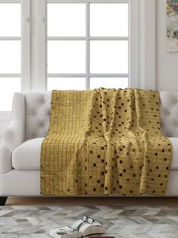 Saral Home - Chenille 2 Seater Reversible Throw (Gold, 140 x 160 cm)