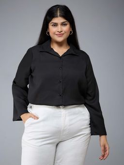 Style Quotient - Women Polyester Solid Black Formal Shirt