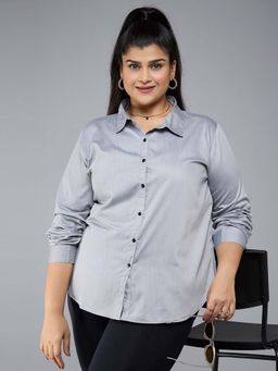Style Quotient - Women Polycotton Solid Grey Formal Shirt