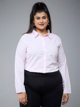 Style Quotient - Women Polycotton Solid Pink Formal Shirt
