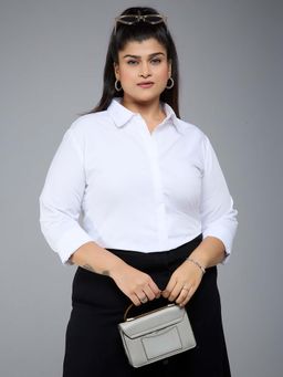 Style Quotient - Women Polycotton Solid White Formal Shirt