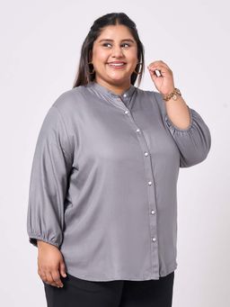 Style Quotient - Women Viscose Rayon Solid Grey Shirt